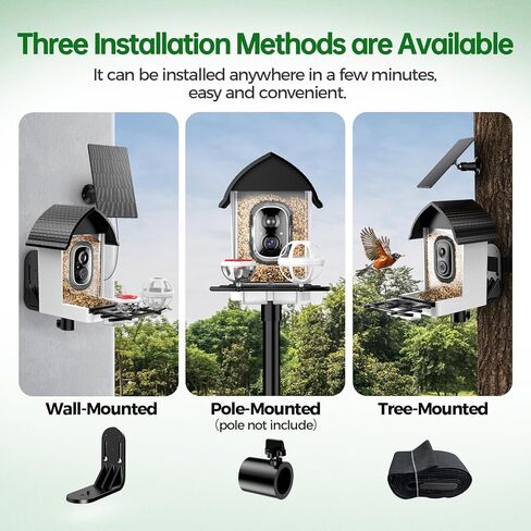 Smart Bird Feeder with Camera - 2K HD Live View, AI Identification & Instant Alerts, Weatherproof for Outdoors, 2.4GHz WiFi Solar Powered Smart Feeder for Bird Lovers in Saudi Arabia