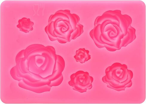 Polymer Clay Mold, Clay Mold Fondant Mold 7 Roses Flower Mold Silicone for Crafts Air Dry DIY Cake Chocolate Candy Sugar Baking, Pink in Saudi Arabia