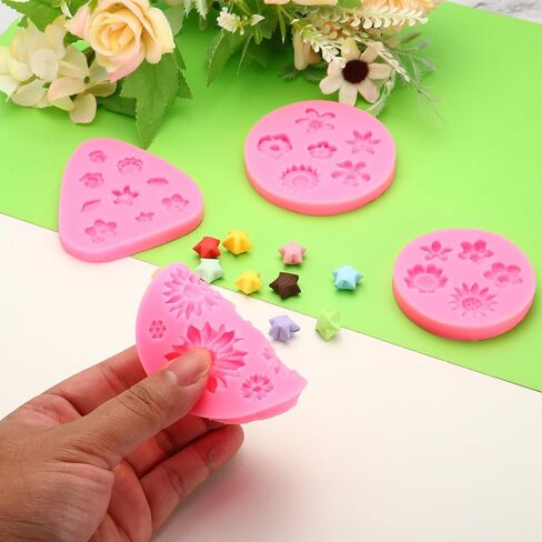 Polymer Clay Mold, Clay Mold Fondant Mold 7 Roses Flower Mold Silicone for Crafts Air Dry DIY Cake Chocolate Candy Sugar Baking, Pink in Saudi Arabia