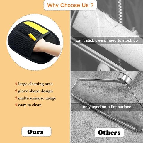 MERRYGOLD 2PCS Pet Hair Removal Glove for Cats and Dogs, Electrostatic Pet Hair Remover Glove, Reusable Magic Brush Pet Hair Remover for Bed, Clothing, Couch, Carpet, Car Seat in Saudi Arabia