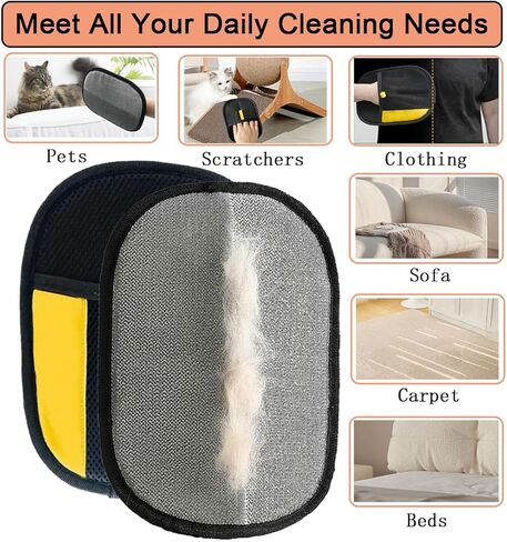 MERRYGOLD 2PCS Pet Hair Removal Glove for Cats and Dogs, Electrostatic Pet Hair Remover Glove, Reusable Magic Brush Pet Hair Remover for Bed, Clothing, Couch, Carpet, Car Seat in Saudi Arabia