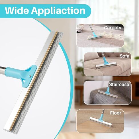 أداة إزالة شعر الحيوانات الأليفة من JOYMOOP، مشط سجاد بمقبض طويل قابل للتعديل مقاس 63 بوصة، مشط سجاد لشعر القطط والكلاب مع مكشطة معدنية وسيليكون للسجاد والأريكة والقماش in Kuwait