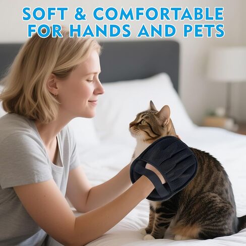 قفاز إزالة شعر الحيوانات الأليفة للقطط والكلاب، تنظيف سريع للأريكة والأثاث والسجاد ومقعد السيارة، تصميم إلكتروستاتيكي قابل لإعادة الاستخدام، يغطي المزيد من الأسطح in Kuwait