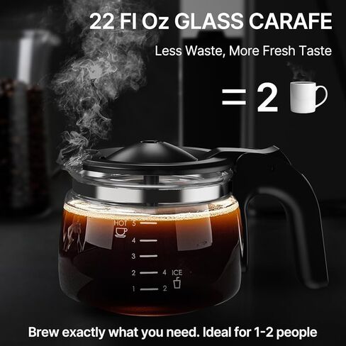 Coffee Maker with Grinder, 22OZ Drip Coffee Maker with 5 Cup Glass Carafe and Removable Filter, Programmable Hot and Cold Bean to Cup Coffee Machine with Timer, Auto Shut Off in Kuwait