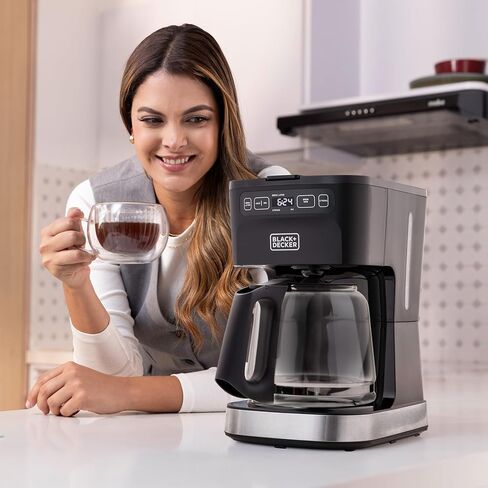 ماكينة صنع القهوة بلاك + ديكر كافيه كرافت 12 كوب قابلة للبرمجة، ماكينة صنع القهوة بالتنقيط من الفولاذ المقاوم للصدأ مع رأس دش دوامي، محدد القوة، كوب التسلل، الحفاظ على الدفء in Saudi Arabia