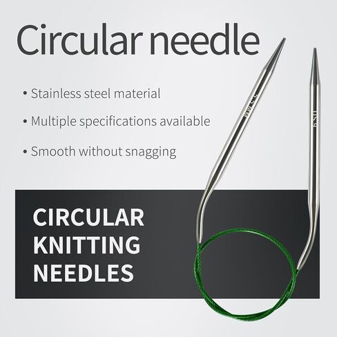 5.0MM/US8 40cm/16-inch Circular Knitting Needles Ergonomic Design with Tangle-Free Steel Cable and Smooth Seams Ideal for Hats, Socks, and Sleeves in Kuwait