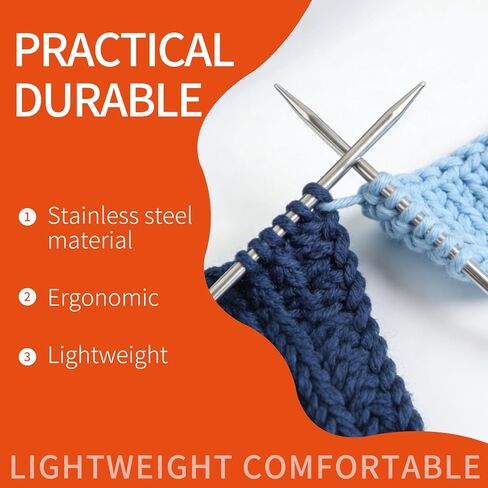 5.0MM/US8 40cm/16-inch Circular Knitting Needles Ergonomic Design with Tangle-Free Steel Cable and Smooth Seams Ideal for Hats, Socks, and Sleeves in Kuwait