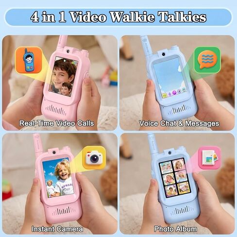 Walkie Talkies for Kids with Camera Video Walkie Talkie 2 Pack Rechargeable Long Range Kids Toys for Camping Hiking Travel Gifts for Boys & Girls Ages 3–10 in Saudi Arabia