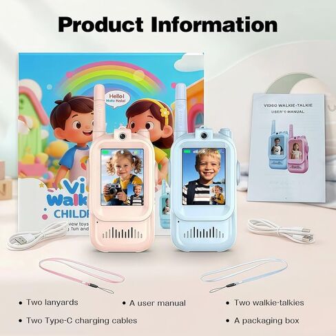 Walkie Talkies for Kids with Camera Video Walkie Talkie 2 Pack Rechargeable Long Range Kids Toys for Camping Hiking Travel Gifts for Boys & Girls Ages 3–10 in Saudi Arabia