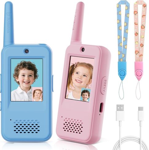 Video Walkie Talkies for Kids with 6 Voice Effects, Support Send Voice, Pictures, Emojis, and Selfies, Christmas Birthday Gifts for Kids Indoor Outdoor Camping in Saudi Arabia