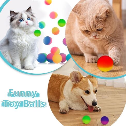 20 Pcs Cat Toy Bouncy Balls, 1.25 Inch Interactive High Elasticity Rubber Cat Ball, Durable Pet Toy for Indoor Outdoor in Kuwait