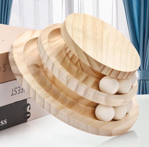 Cat Ball Track Toy, Double-Layer Tower cat Toy Roller, Interactive Wooden cat Toy - no Card Ball, Anti Slip, no Assembly Required, Ideal Choice for Physical and Mental Exercise of Kittens in Saudi Arabia