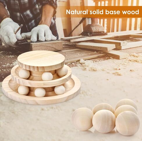 Cat Ball Track Toy, Double-Layer Tower cat Toy Roller, Interactive Wooden cat Toy - no Card Ball, Anti Slip, no Assembly Required, Ideal Choice for Physical and Mental Exercise of Kittens in Saudi Arabia