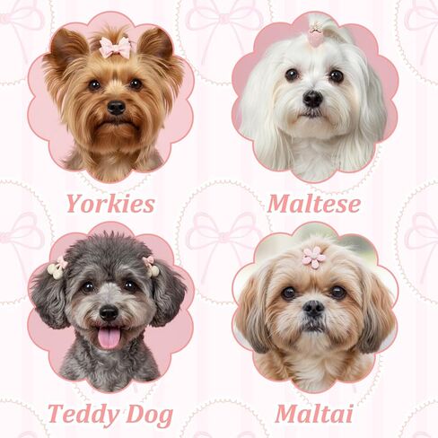 20 Pcs Dog Hair Bows Light Pink Small Rubber Bands Cute Elastic Puppy Bows Cute Grooming Flower Bowknot Mix Style for Dog Hair Accessories for Yorkie Shih tzu in Saudi Arabia
