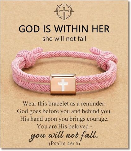 HGDEER Cross Bracelet for Girls, Adjustable Bracelet Baptism Confirmation First Communion Religious Birthday Easter Christmas Gift with Quote Card & Gift Pouch in Saudi Arabia