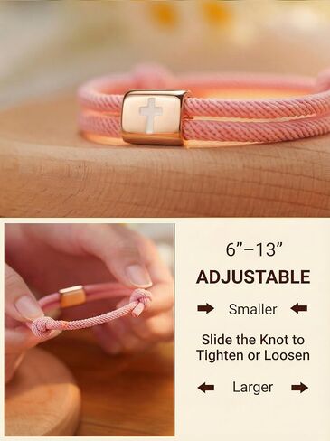 HGDEER Cross Bracelet for Girls, Adjustable Bracelet Baptism Confirmation First Communion Religious Birthday Easter Christmas Gift with Quote Card & Gift Pouch in Saudi Arabia