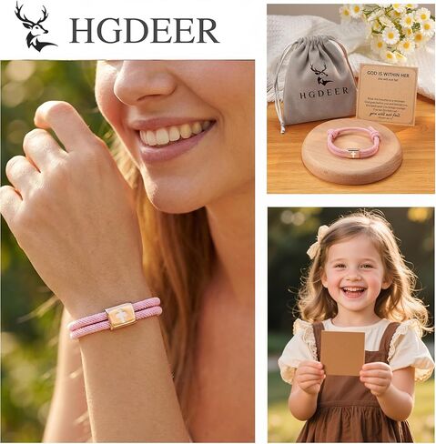 HGDEER Cross Bracelet for Girls, Adjustable Bracelet Baptism Confirmation First Communion Religious Birthday Easter Christmas Gift with Quote Card & Gift Pouch in Saudi Arabia