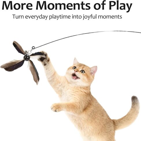 Cat Wand Toys Interactive for Indoor Cats, 4PC 4-Blade Feather Propeller Refills, 1PC Cat Wand (Classic Mocha Brown) in Saudi Arabia