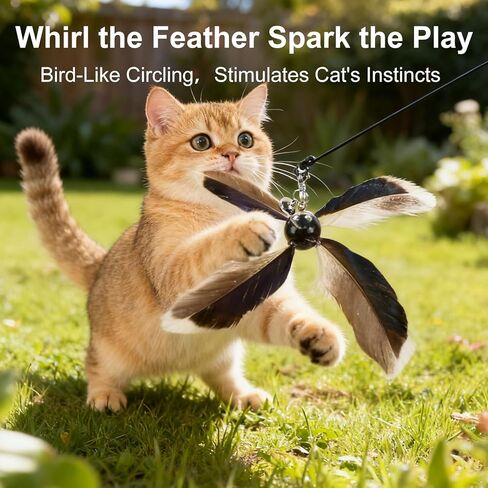 Cat Wand Toys Interactive for Indoor Cats, 4PC 4-Blade Feather Propeller Refills, 1PC Cat Wand (Classic Mocha Brown) in Saudi Arabia