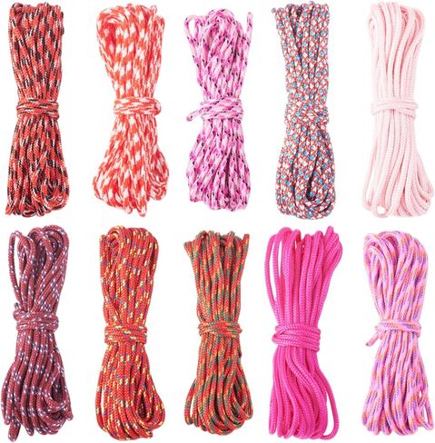 Craftdady 10 Color 4.37 Yards/Color 2mm Polyester Spandex Cords 1 Inner Core Round Stretch Elastic String Threads for DIY Craft Sewing Jewelry Beading Bracelet Cords for Lanyards Braided in Saudi Arabia