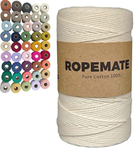 100% Cotton Macrame Cord 1.5mm x 186Yards Soft Twisted Cord Rope String Craft Cotton Twine Colorful Macrame Yarn Crochet Thread for Crochet Bag,Macramé Craft Supplies for Knitter, Crafter in Saudi Arabia