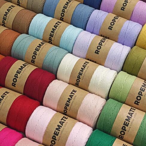 100% Cotton Macrame Cord 1.5mm x 186Yards Soft Twisted Cord Rope String Craft Cotton Twine Colorful Macrame Yarn Crochet Thread for Crochet Bag,Macramé Craft Supplies for Knitter, Crafter in Saudi Arabia