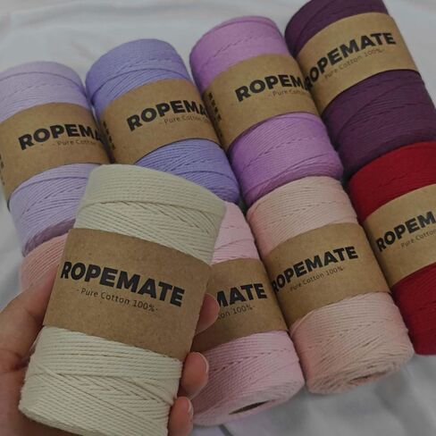 100% Cotton Macrame Cord 1.5mm x 186Yards Soft Twisted Cord Rope String Craft Cotton Twine Colorful Macrame Yarn Crochet Thread for Crochet Bag,Macramé Craft Supplies for Knitter, Crafter in Saudi Arabia
