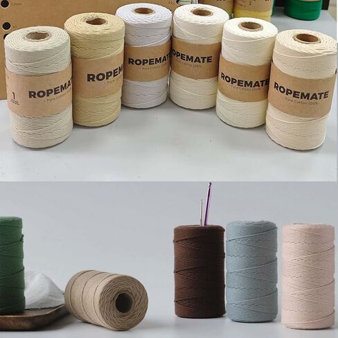 100% Cotton Macrame Cord 1.5mm x 186Yards Soft Twisted Cord Rope String Craft Cotton Twine Colorful Macrame Yarn Crochet Thread for Crochet Bag,Macramé Craft Supplies for Knitter, Crafter in Saudi Arabia