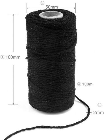 Twisted Cord 100m Long/100Yard Linen String Multicolor Artisan Macrame Crafts Home Textiles(Black) in Saudi Arabia
