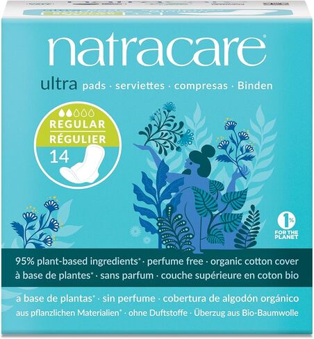 فوط Natracare القطنية الطبيعية الأنثوية الفائقة العادية بالأجنحة من Natracare، 14 قطعة، 14 قطعة (عبوة من قطعتين) in Saudi Arabia