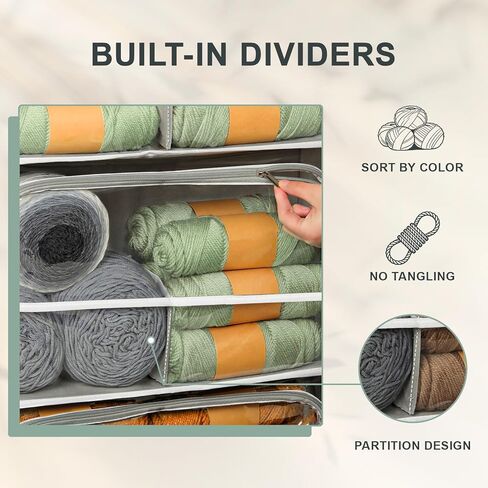 Hanging Yarn Storage Organizer 6 Zipper Closure Compartments, Knitter-Designed Over-The-Door Yarn Storage with Clear Window, Fully Enclosed, Breathable Fabric in Kuwait