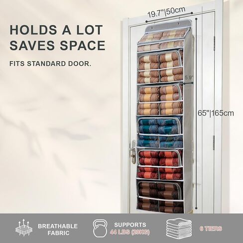 Hanging Yarn Storage Organizer 6 Zipper Closure Compartments, Knitter-Designed Over-The-Door Yarn Storage with Clear Window, Fully Enclosed, Breathable Fabric in Kuwait