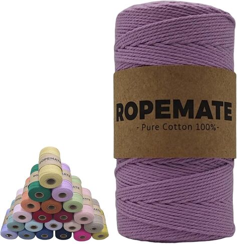 100% Cotton Macrame Cord 1.5mm x 186Yards Soft Twisted Cord Rope String Craft Cotton Twine Colorful Macrame Yarn Crochet Thread for Crochet Bag,Macramé Craft Supplies for Knitter, Crafter in Saudi Arabia