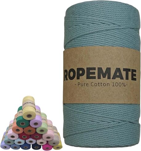 100% Cotton Macrame Cord 1.5mm x 186Yards Soft Twisted Cord Rope String Craft Cotton Twine Colorful Macrame Yarn Crochet Thread for Crochet Bag,Macramé Craft Supplies for Knitter, Crafter in Saudi Arabia