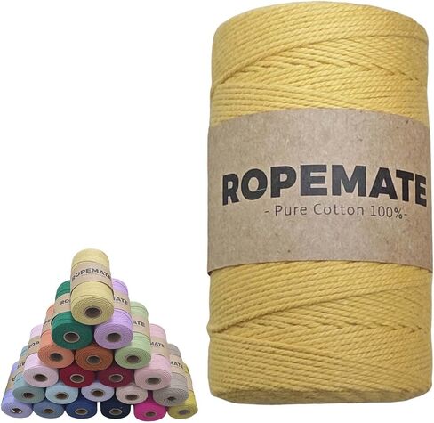 100% Cotton Macrame Cord 1.5mm x 186Yards Soft Twisted Cord Rope String Craft Cotton Twine Colorful Macrame Yarn Crochet Thread for Crochet Bag,Macramé Craft Supplies for Knitter, Crafter in Saudi Arabia