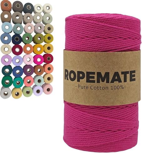 100% Cotton Macrame Cord 1.5mm x 186Yards Soft Twisted Cord Rope String Craft Cotton Twine Colorful Macrame Yarn Crochet Thread for Crochet Bag,Macramé Craft Supplies for Knitter, Crafter in Saudi Arabia