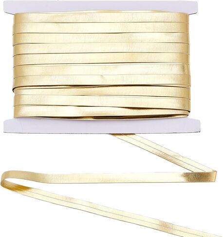 25 Yard 0.8" Wide Leather Foldover Bias Tape, Metallic Flat Gold Double Fold Bias Tapes, Leather Cord String for DIY Sewing Seaming Hemming Crafts Jewelry Making in Saudi Arabia