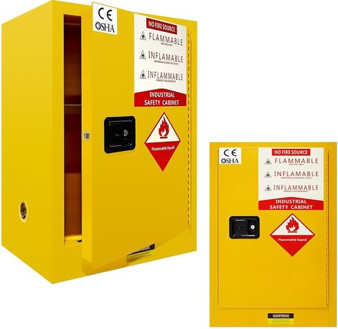 Industrial Fire Safety Cabinet for Workshop/Garage Use, 35" H Flammable Storage with Secure 3-Point Lock (Double Lock + Solid Bolt) & Double-Walled Steel Construction​ in Saudi Arabia
