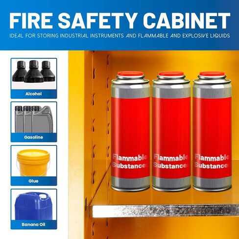 Industrial Fire Safety Cabinet for Workshop/Garage Use, 35" H Flammable Storage with Secure 3-Point Lock (Double Lock + Solid Bolt) & Double-Walled Steel Construction​ in Saudi Arabia