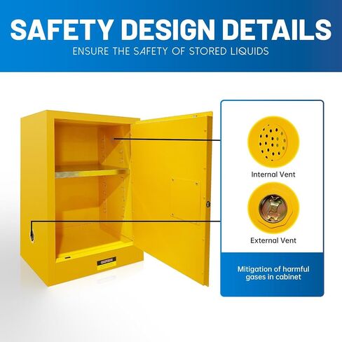 Industrial Fire Safety Cabinet for Workshop/Garage Use, 35" H Flammable Storage with Secure 3-Point Lock (Double Lock + Solid Bolt) & Double-Walled Steel Construction​ in Saudi Arabia