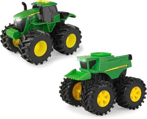 TOMY Monster Treads Monster Truck Toys - John Deere Tractor and Combine 2-Pack with Lights and Sounds - John Deere Toys with Durable Bouncy Tires - 2 Count - Ages 3 Years and Up in Saudi Arabia