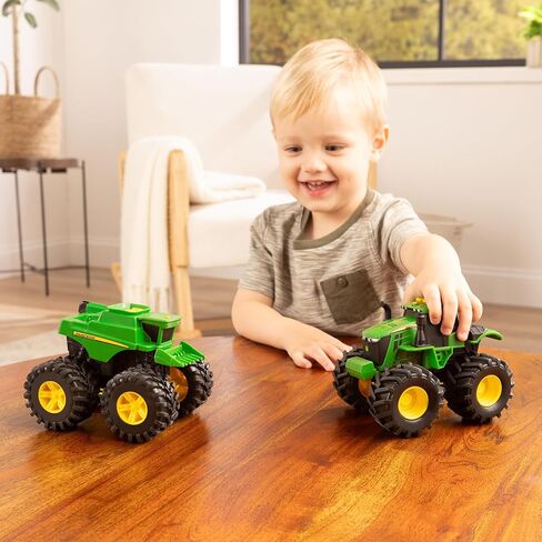 TOMY Monster Treads Monster Truck Toys - John Deere Tractor and Combine 2-Pack with Lights and Sounds - John Deere Toys with Durable Bouncy Tires - 2 Count - Ages 3 Years and Up in Saudi Arabia