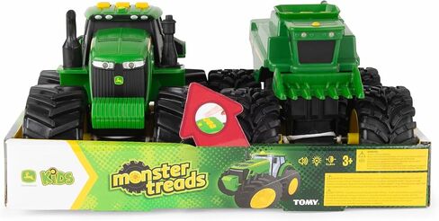TOMY Monster Treads Monster Truck Toys - John Deere Tractor and Combine 2-Pack with Lights and Sounds - John Deere Toys with Durable Bouncy Tires - 2 Count - Ages 3 Years and Up in Saudi Arabia