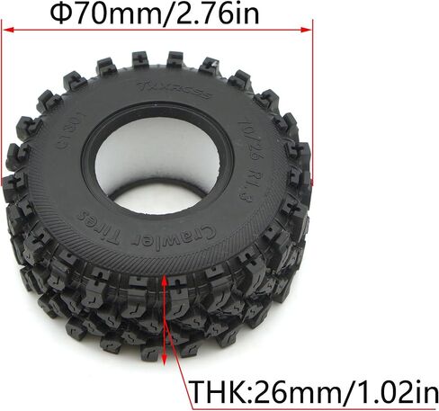 1.3 Inch Sticky Soft Tires 70 * 26mm for TRX-4M SCX24 1/18 1/24 Wheels Upgrades, High Viscosity RC 1.3 Crawler Tires Rubber Tyre (C1301) in Kuwait
