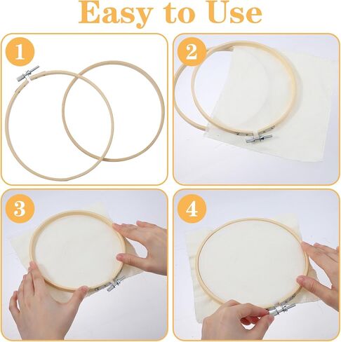2 Pcs Wooden Embroidery Hoop, 6 Inch 8 inch Bamboo Embroidery Hoops Frame Circle Cross Stitch Hoop Ring for Art Craft Sewing DIY Decoration Home Ornaments in Saudi Arabia