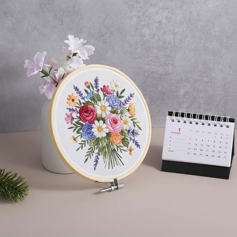 2 Pcs Wooden Embroidery Hoop, 6 Inch 8 inch Bamboo Embroidery Hoops Frame Circle Cross Stitch Hoop Ring for Art Craft Sewing DIY Decoration Home Ornaments in Saudi Arabia