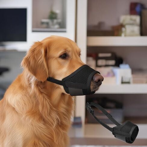 Dog Muzzle-Adjustable Soft Pet Muzzle,Breathable Mesh Mouth Cover,Anti-Bite&Fall Muzzles,for Small Medium Large Dogs(Black) in Saudi Arabia