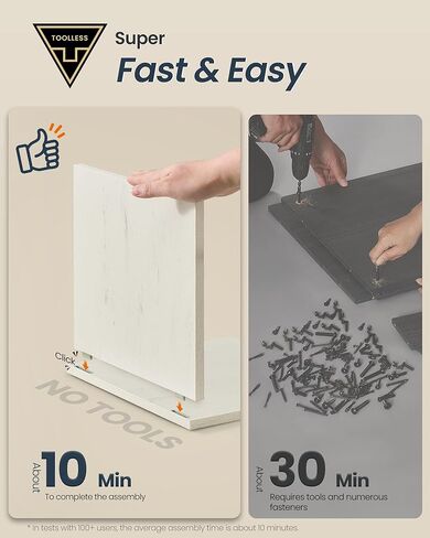 SONGMICS HOME Litter Box Enclosure, Superfast Toolless Assembly, Cat Litter Box Furniture, Push-to-Open Doors, Indoor Cat House, Rustic White and Honey Brown UPCL233WJ04S in Saudi Arabia