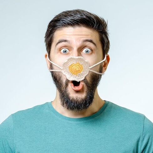 جهاز تدفئة الأنف محبوك يدويًا، هدية ممتعة، غطاء أنف للشتاء، الأنشطة الخارجية، للرجال والنساء، أبيض بالإضافة إلى أصفر in Kuwait