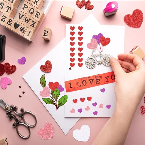 FOIMAS Heart Glitter Foam Stickers,300pcs Valentine's Day Foam Heart Self Adhesive Stickers for Valentine's Day Scrapbooks Birthday Engagement Anniversary Mother'Day Wedding Decorations in Saudi Arabia